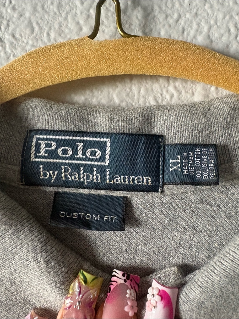 Ralph Lauren Long-Sleeve Polo Shirt - Light Gray with Navy Pony - Picture 3 of 6